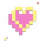 pixel heart pink and yellow